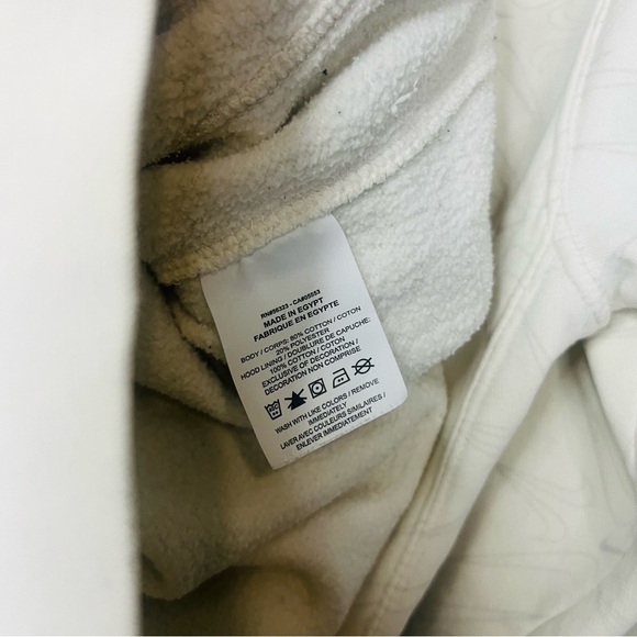 Nike Cream AOP Center Swoosh Terry Fleece Hoodie Medium - Picture 6 of 8